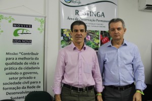 O presidente da Cesan, Neivaldo Bragato e o diretor de Meio Ambiente, Anselmo Tozi.