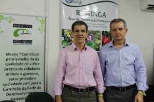 O presidente da Cesan, Neivaldo Bragato e o diretor de Meio Ambiente, Anselmo Tozi.
